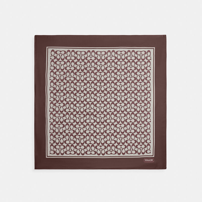 Textured Signature Print Silk Square Scarf