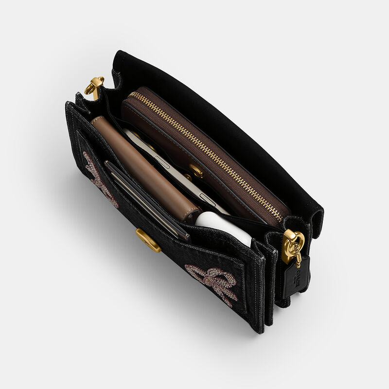 Tabby Shoulder Bag 26 With Beaded Bows, BLACK, hi-res image number 3