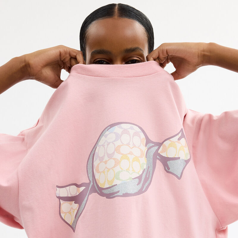 Candy Relaxed T-Shirt In Organic Cotton, PINK., hi-res image number 4