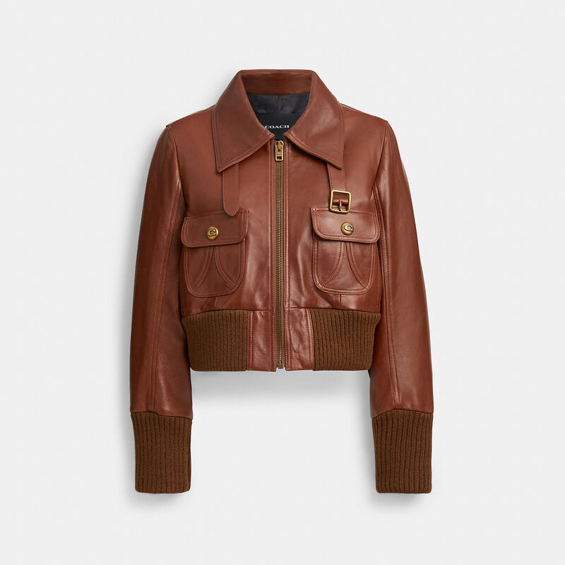 Shrunken Leather Aviator Jacket
