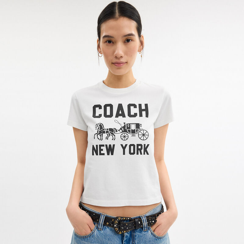 Horse And Carriage T-Shirt In Organic Cotton, WHITE., hi-res image number 4