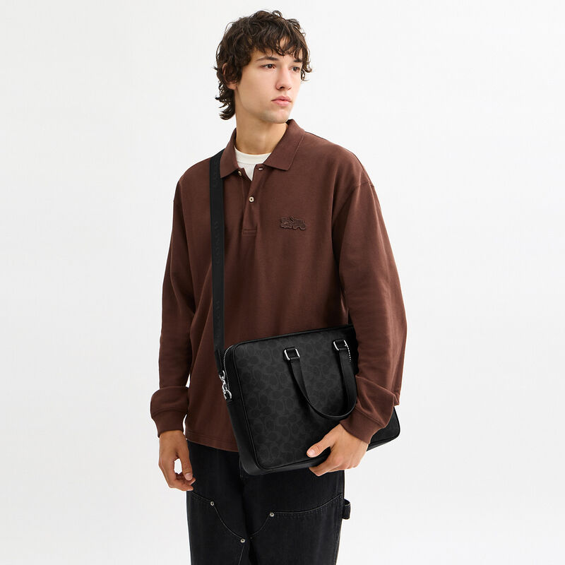 Caden Brief Bag In Signature Canvas, BLACK SIGNATURE, hi-res image number 4