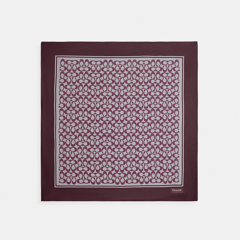 Textured Signature Print Silk Square Scarf, BLACK CURRANT, hi-res image number 1