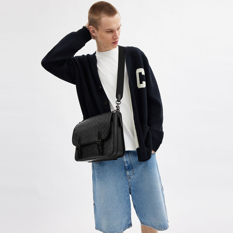 Hitch Messenger Bag In Signature Canvas, CHARCOAL, hi-res image number 4