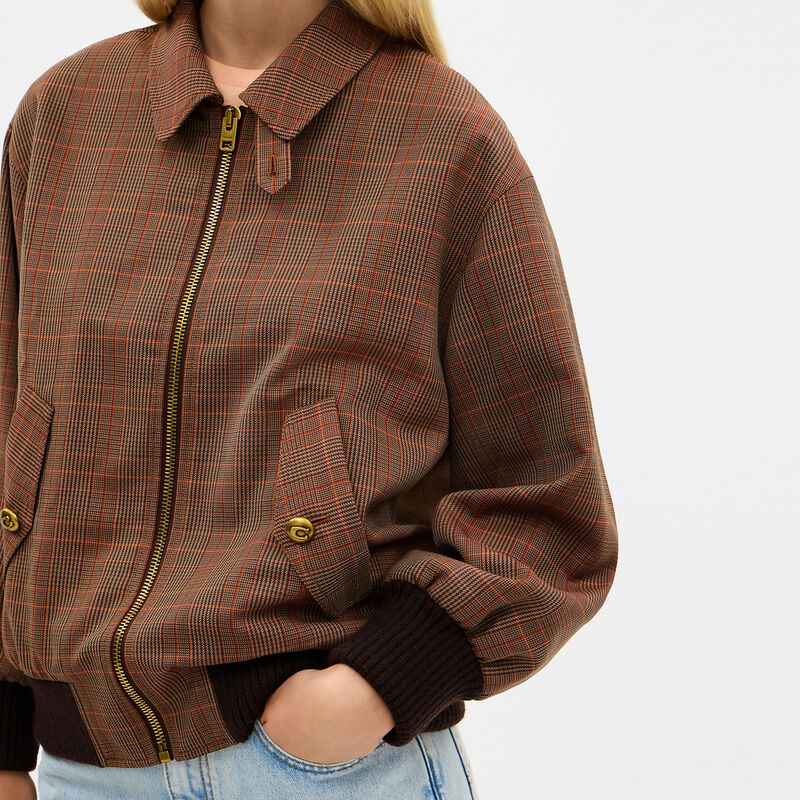 Wool Blouson Jacket, ORANGE/PINK PLAID, hi-res image number 4