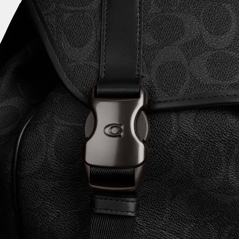 League Flap Backpack In Signature Canvas, BLACK, hi-res image number 5