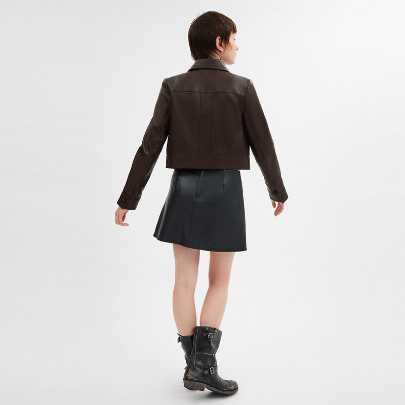 Heritage C Snap Front Shrunken Jacket, BROWN, hi-res image number 4