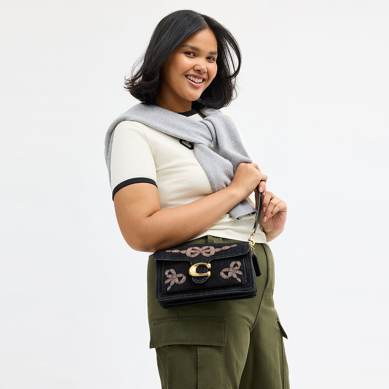 Tabby Shoulder Bag 26 With Beaded Bows, BLACK, hi-res image number 6