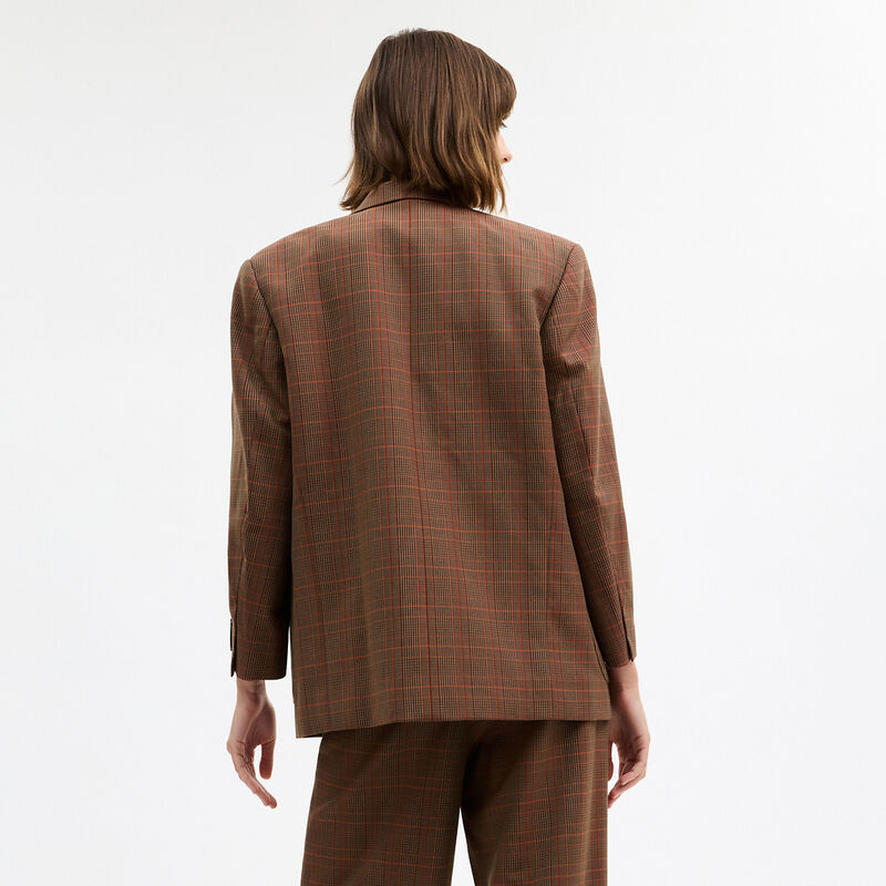 Oversized Single Breasted Blazer, ORANGE/PINK PLAID, hi-res image number 3