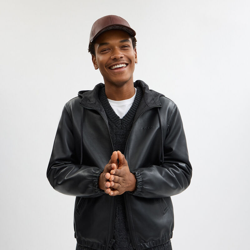 Leather Baseball Hat, MAPLE, hi-res image number 3