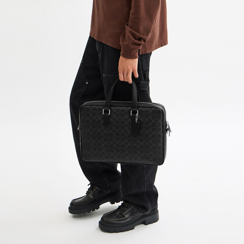 Caden Brief Bag In Signature Canvas, BLACK SIGNATURE, hi-res image number 5