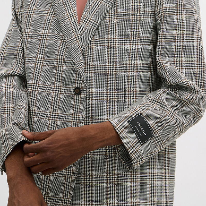 Two Button Blazer, Grey/Blue Plaid, hi-res image number 4