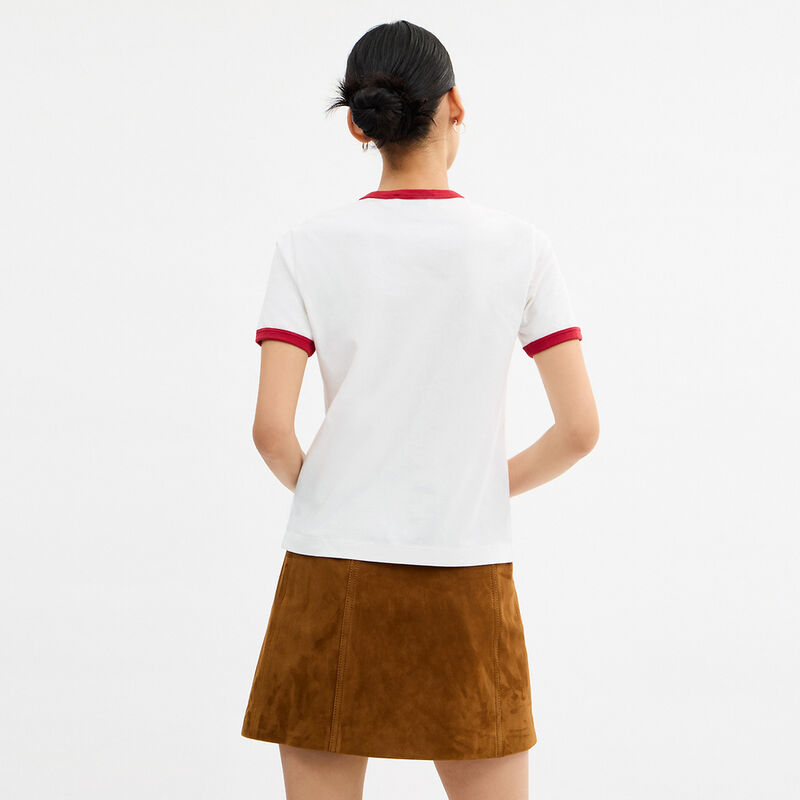 Horse And Carriage Ringer T-Shirt In Organic Cotton, RED., hi-res image number 3