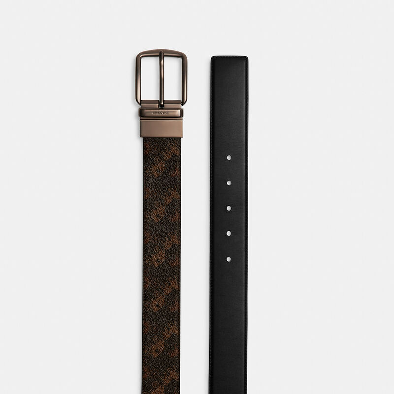 Harness Buckle Cut-To-Size Reversible Belt With Horse And Carriage Print, 38Mm