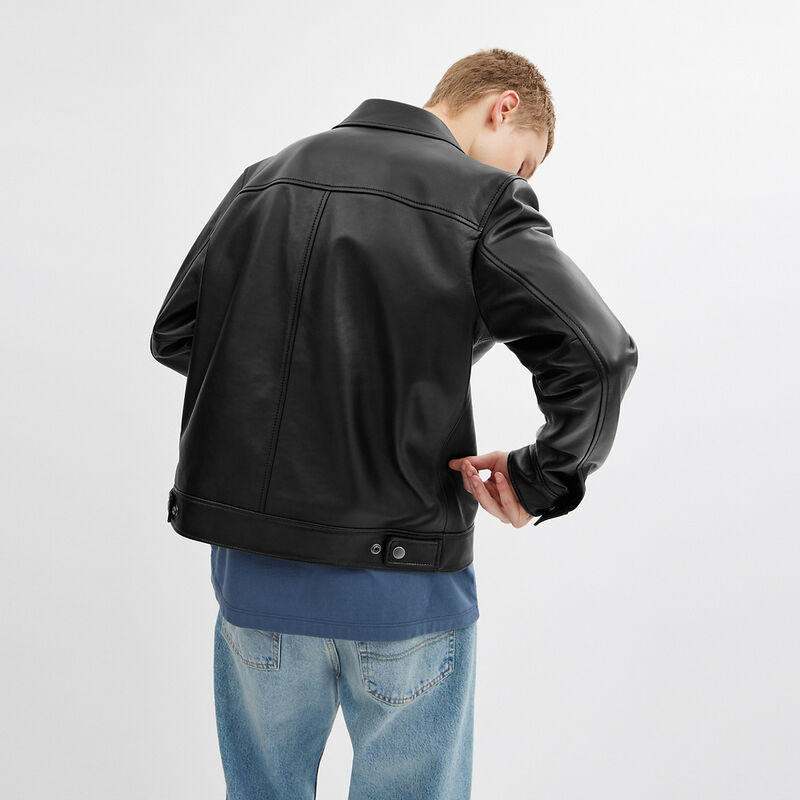 Heritage C Lightweight Leather Jacket, BLACK, hi-res image number 4