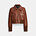 Shrunken Leather Aviator Jacket, Brown, swatch